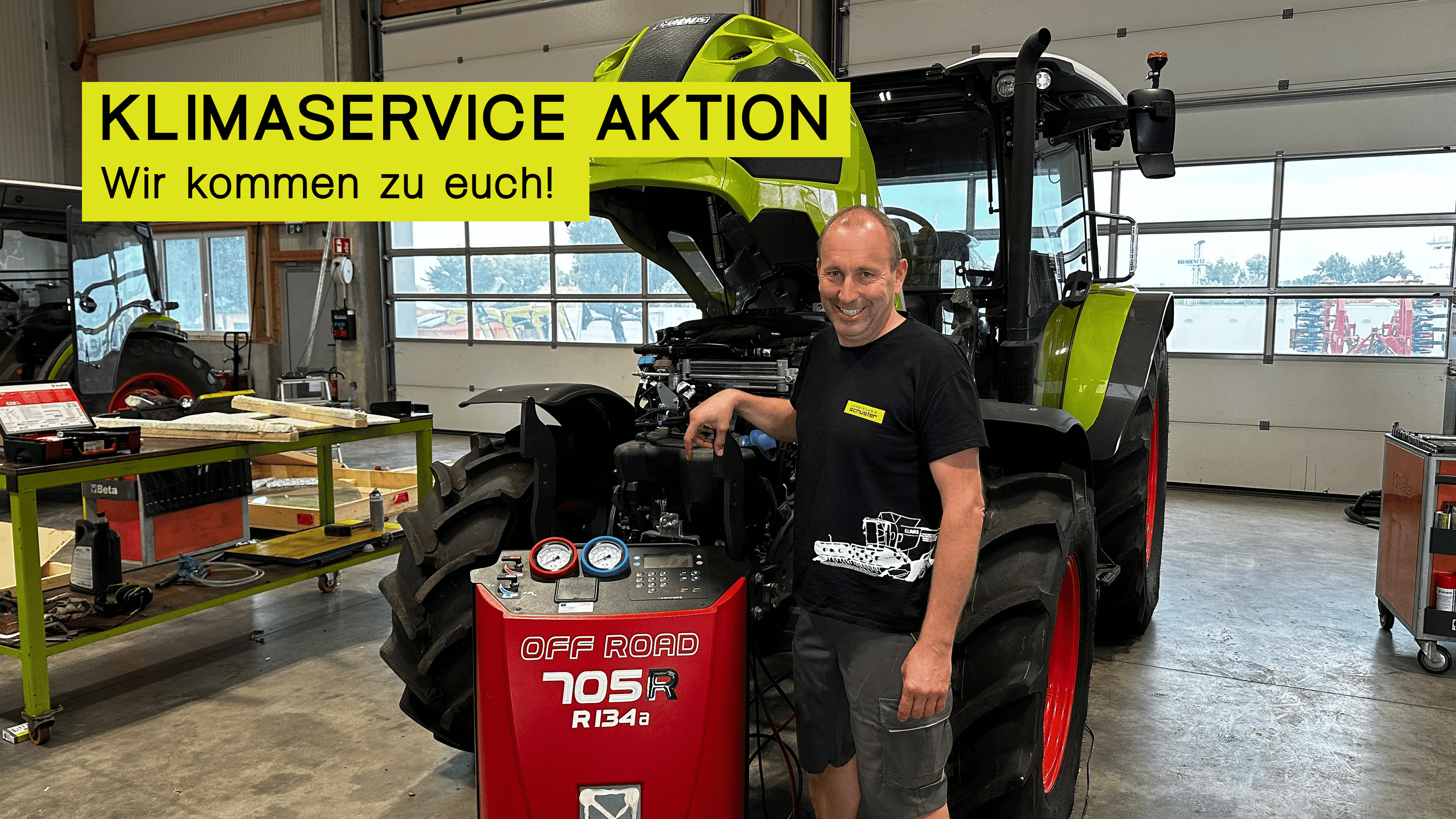 Klimaservice Aktion bei Landtechnik Schuster- wir sorgen bei diesen Temperaturen für ein angenehmes Arbeitsklima.